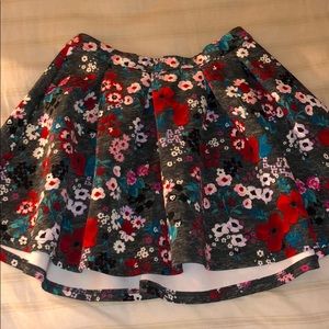 Floral Grey Mini Skirt